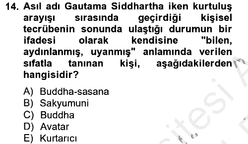 Yaşayan Dünya Dinleri 2013-2014 Ara Sınav - 14. soru