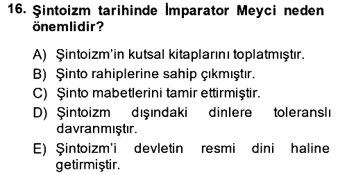 Yaşayan Dünya Dinleri 2013-2014 Ara Sınav - 16. soru