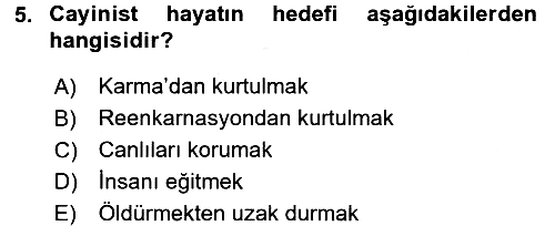 Yaşayan Dünya Dinleri 2015-2016 Ara Sınav - 5. soru