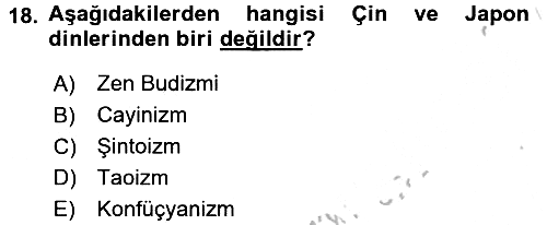 Yaşayan Dünya Dinleri 2016-2017 Ara Sınav - 18. soru