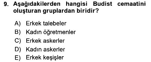 Yaşayan Dünya Dinleri 2017-2018 Ara Sınav - 9. soru