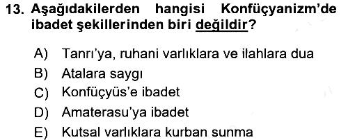 Yaşayan Dünya Dinleri 2017-2018 Ara Sınav - 13. soru