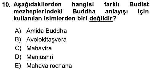Yaşayan Dünya Dinleri 2018-2019 Ara Sınav - 10. soru