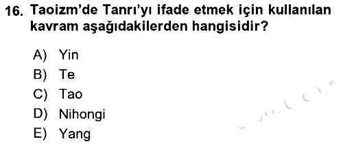 Yaşayan Dünya Dinleri 2021-2022 Ara Sınav - 16. soru