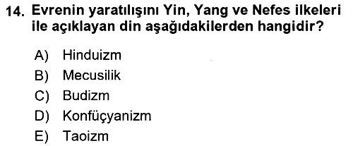 Yaşayan Dünya Dinleri 2023-2024 Ara Sınav - 14. soru