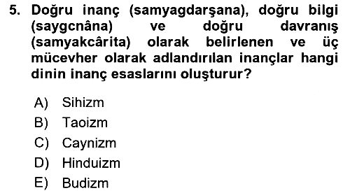 Yaşayan Dünya Dinleri 2025-2026 Ara Sınav - 5. soru
