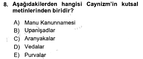 Yaşayan Dünya Dinleri 2025-2026 Ara Sınav - 8. soru