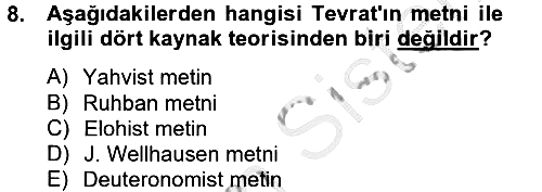Yaşayan Dünya Dinleri 2012-2013 Dönem Sonu Sınavı - 8. soru