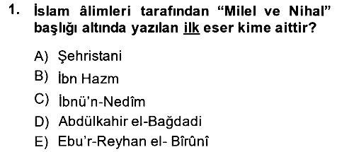Yaşayan Dünya Dinleri 2013-2014 Dönem Sonu Sınavı - 1. soru