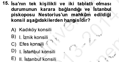 Yaşayan Dünya Dinleri 2013-2014 Dönem Sonu Sınavı - 15. soru