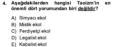 Yaşayan Dünya Dinleri 2014-2015 Dönem Sonu Sınavı - 4. soru