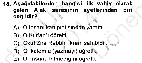 Yaşayan Dünya Dinleri 2014-2015 Dönem Sonu Sınavı - 18. soru