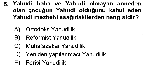 Yaşayan Dünya Dinleri 2015-2016 Dönem Sonu Sınavı - 5. soru