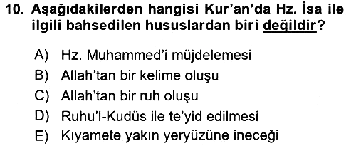 Yaşayan Dünya Dinleri 2016-2017 Dönem Sonu Sınavı - 10. soru