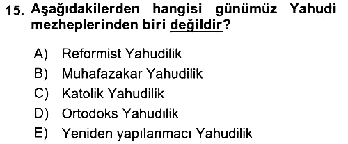 Yaşayan Dünya Dinleri 2016-2017 Dönem Sonu Sınavı - 15. soru
