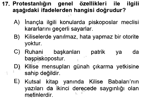 Yaşayan Dünya Dinleri 2016-2017 Dönem Sonu Sınavı - 17. soru