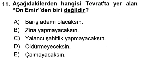 Yaşayan Dünya Dinleri 2017-2018 Dönem Sonu Sınavı - 11. soru