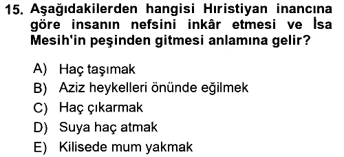Yaşayan Dünya Dinleri 2017-2018 Dönem Sonu Sınavı - 15. soru