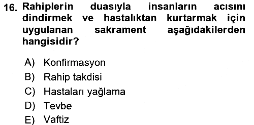 Yaşayan Dünya Dinleri 2017-2018 Dönem Sonu Sınavı - 16. soru