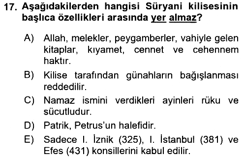 Yaşayan Dünya Dinleri 2017-2018 Dönem Sonu Sınavı - 17. soru