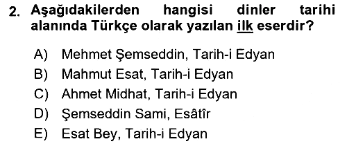 Yaşayan Dünya Dinleri 2018-2019 Dönem Sonu Sınavı - 2. soru