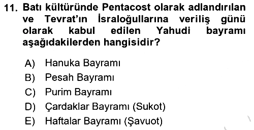 Yaşayan Dünya Dinleri 2025-2026 Dönem Sonu Sınavı - 11. soru