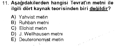 Yaşayan Dünya Dinleri 2012-2013 Tek Ders Sınavı - 11. soru