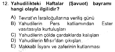 Yaşayan Dünya Dinleri 2012-2013 Tek Ders Sınavı - 12. soru