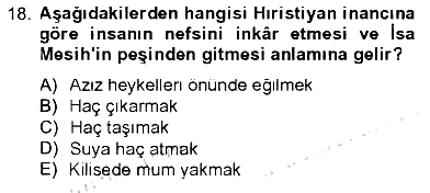Yaşayan Dünya Dinleri 2012-2013 Tek Ders Sınavı - 18. soru