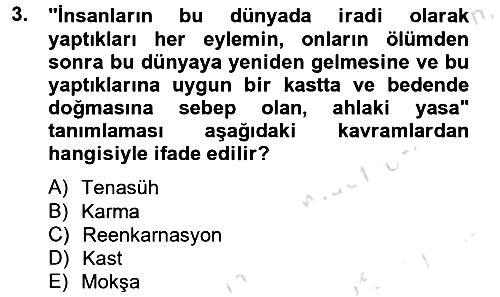 Yaşayan Dünya Dinleri 2013-2014 Tek Ders Sınavı - 3. soru