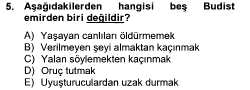 Yaşayan Dünya Dinleri 2013-2014 Tek Ders Sınavı - 5. soru