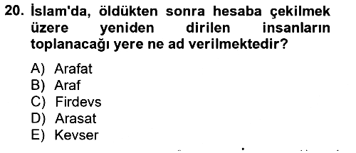 Yaşayan Dünya Dinleri 2013-2014 Tek Ders Sınavı - 20. soru