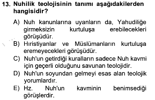 Yaşayan Dünya Dinleri 2014-2015 Tek Ders Sınavı - 13. soru