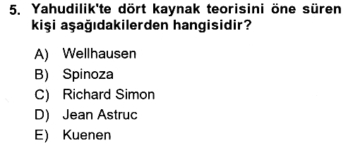 Yaşayan Dünya Dinleri 2015-2016 Tek Ders Sınavı - 5. soru