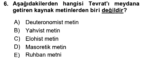 Yaşayan Dünya Dinleri 2015-2016 Tek Ders Sınavı - 6. soru