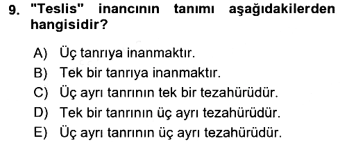 Yaşayan Dünya Dinleri 2015-2016 Tek Ders Sınavı - 9. soru