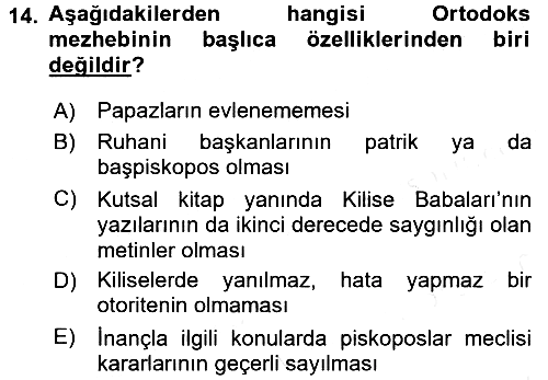 Yaşayan Dünya Dinleri 2015-2016 Tek Ders Sınavı - 14. soru