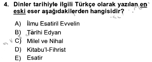 Yaşayan Dünya Dinleri 2018-2019 Yaz Okulu Sınavı - 4. soru