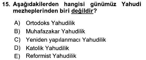 Yaşayan Dünya Dinleri 2018-2019 Yaz Okulu Sınavı - 15. soru