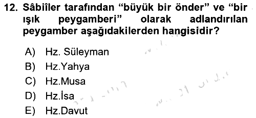 Yaşayan Dünya Dinleri 2024-2025 Yaz Okulu Sınavı - 12. soru