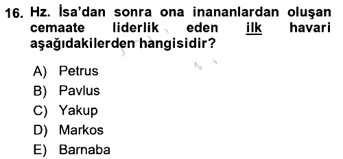Yaşayan Dünya Dinleri 2024-2025 Yaz Okulu Sınavı - 16. soru