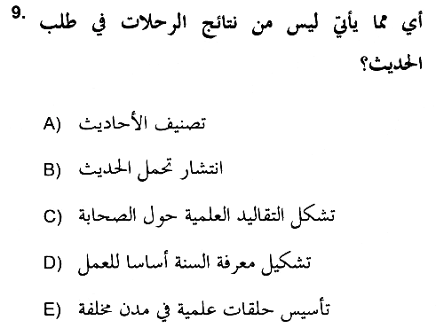 Hadis 2018-2019 Ara Sınav - 9. soru