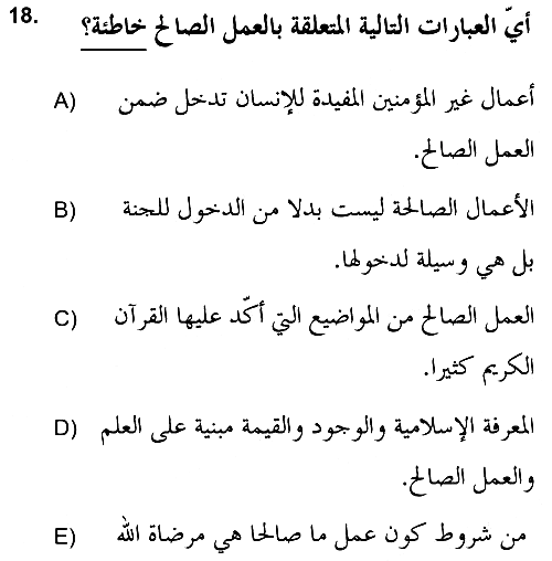 Hadis 2021-2022 Ara Sınav - 18. soru