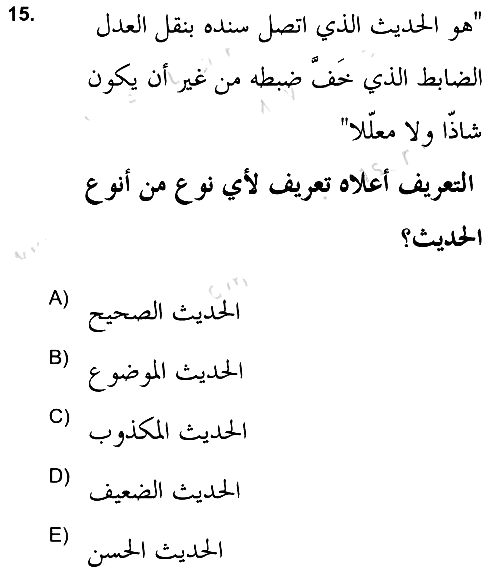 Hadis Tarihi ve Usulü 2021-2022 Dönem Sonu Sınavı - 15. soru