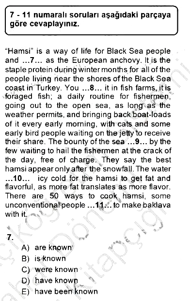 Bağlamsal Dilbilgisi 2 2014-2015 Ara Sınav - 7. soru