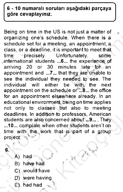 Bağlamsal Dilbilgisi 3 2014-2015 Dönem Sonu Sınavı - 6. soru
