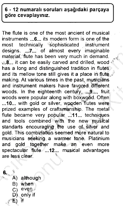 Bağlamsal Dilbilgisi 4 2012-2013 Dönem Sonu Sınavı - 6. soru