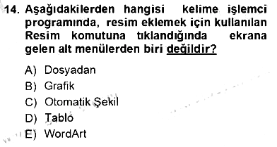 Bilgisayar 1 2012-2013 Ara Sınav - 14. soru
