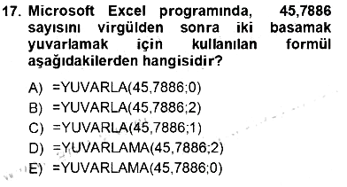 Bilgisayar 1 2012-2013 Ara Sınav - 17. soru