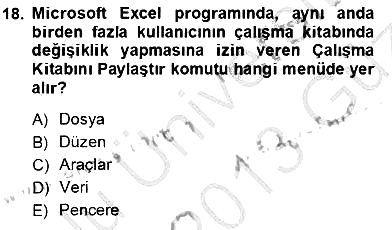 Bilgisayar 1 2012-2013 Ara Sınav - 18. soru